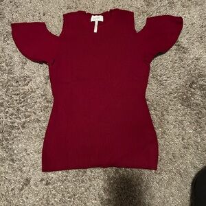 Laundry By Shelli Segal Ribbed Cold-Shoulder Top - Red